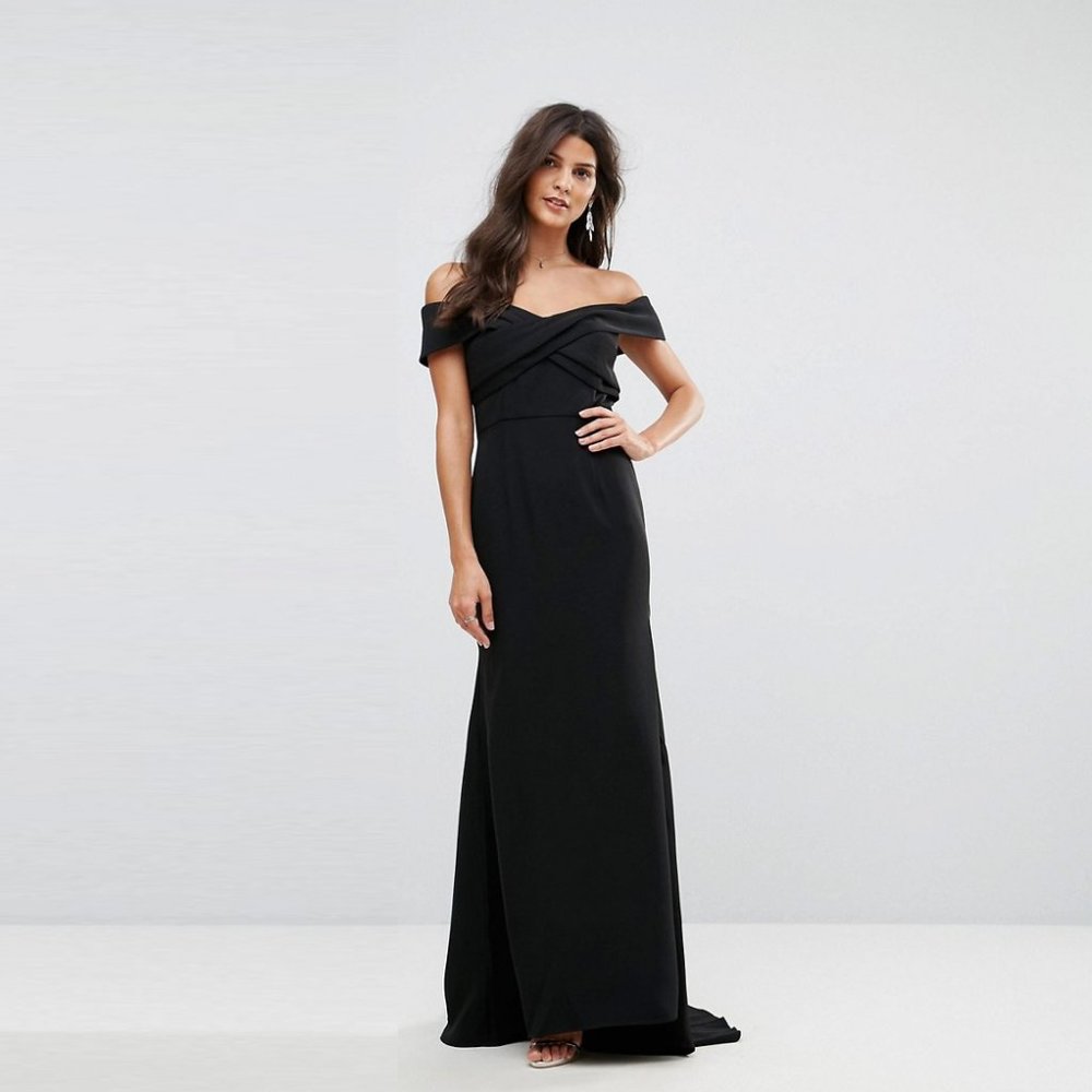 ASOS Jarlo Off the Shoulder Overlay Maxi Dress